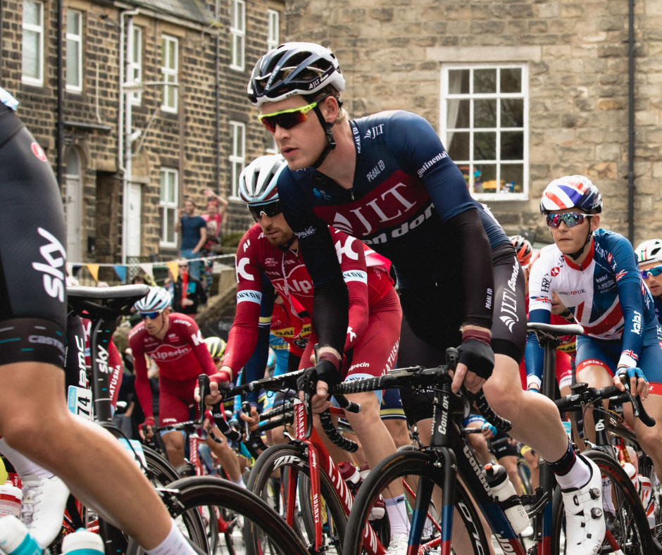 Ali taking part in the Tour of Yorkshire cycle race.